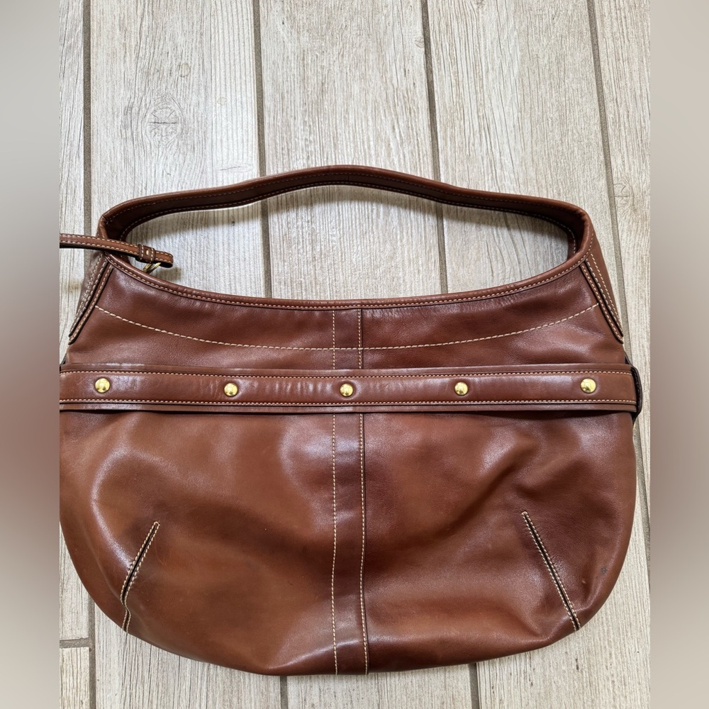Coach Brown Leather Hobo Bag with Gold Accents - Picture 2 of 6